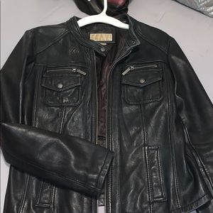 Michael kors black leather jacket